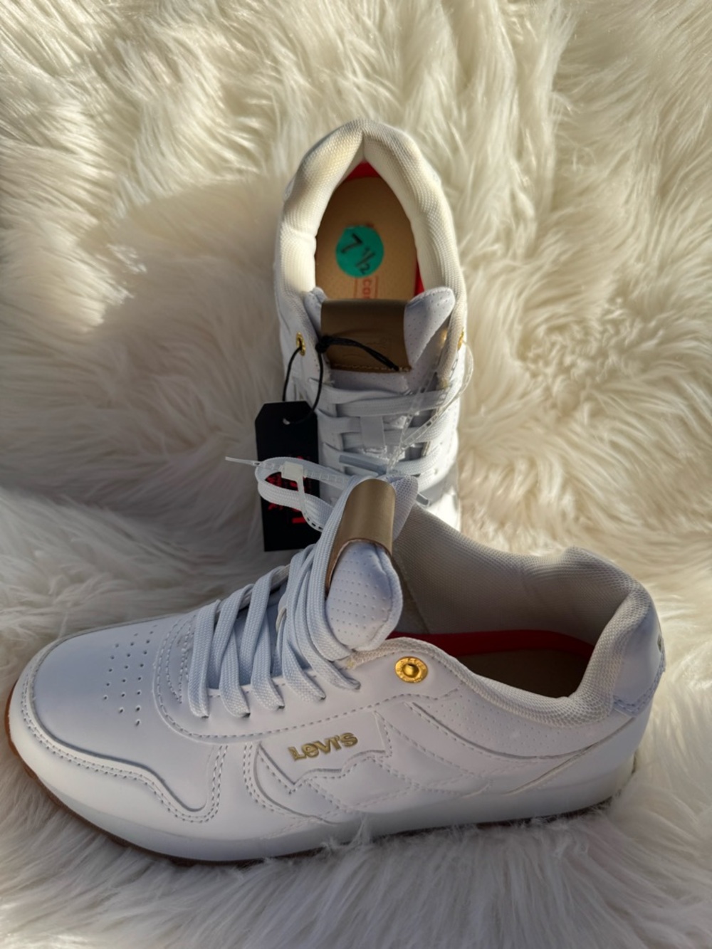 Levi's White Sneakers with Gold Accents